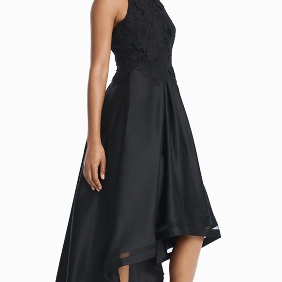 Nicole Miller High-Low Black Lace And Satin Dress - Picture 5 of 6